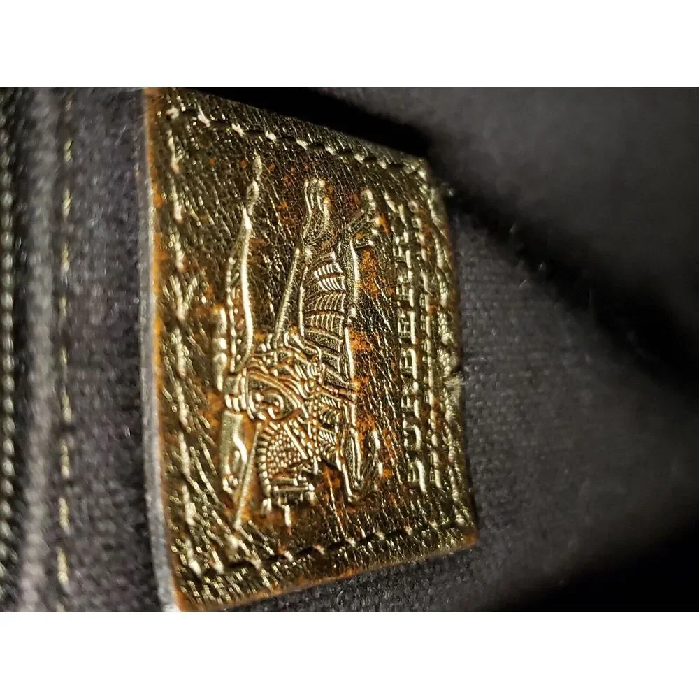 Burberry vintage Hob Beige/Gold Haymarket‎ Check Coated ,Leather Pleated